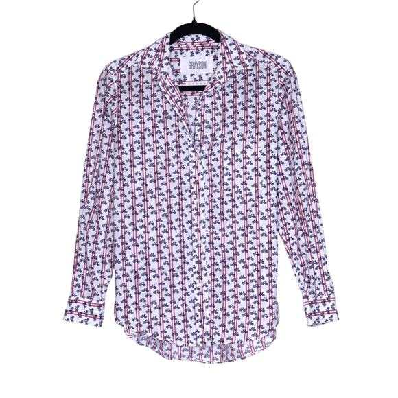 GRAYSON The Hero Button Down Shirt Bicycle Print Long Sleeves Women's 1 / US XS - Picture 1 of 15